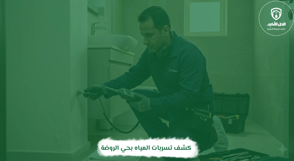 كشف تسربات المياه بحي الروضة