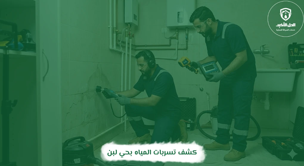 كشف تسربات المياه بحي لبن